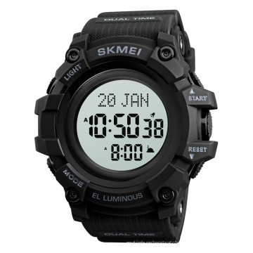 Skmei 1680 Hombre Japón Movimiento 5atm Impermeable Aleación redonda de lujo Al por mayor Reloj deportivo digital multifunción Qibla